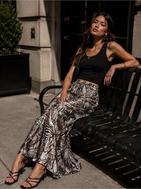 Aritzia Wilfred Mixed Animal Print Midi Skirt
